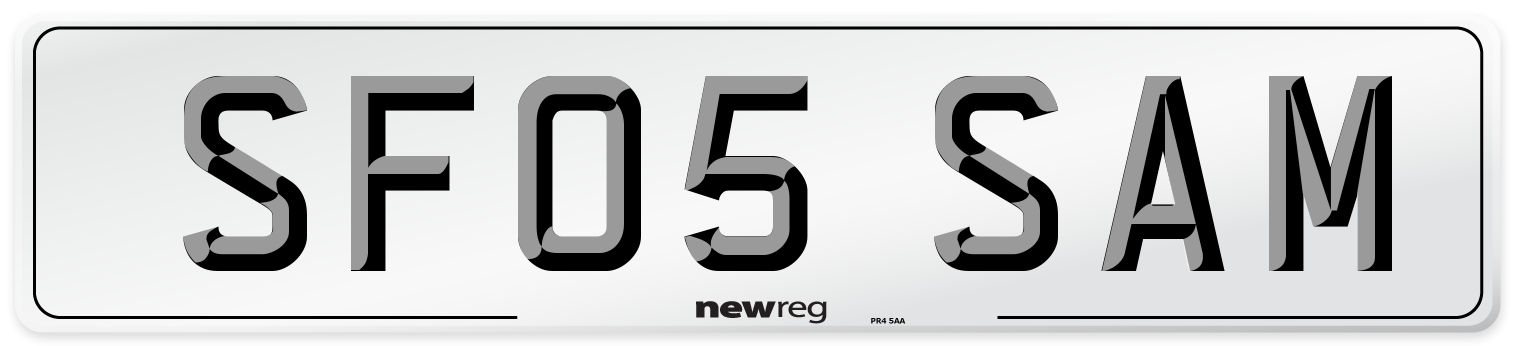 SF05 SAM Number Plate from New Reg